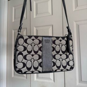 Coach Signature Shoulder Bag - Black and Grey